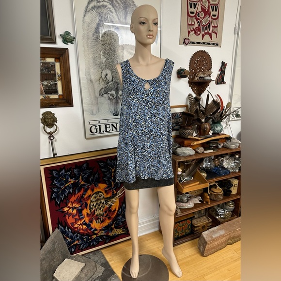 Blue, Black, & Yellow All-Over Patterned Tank Top - Picture 8 of 9